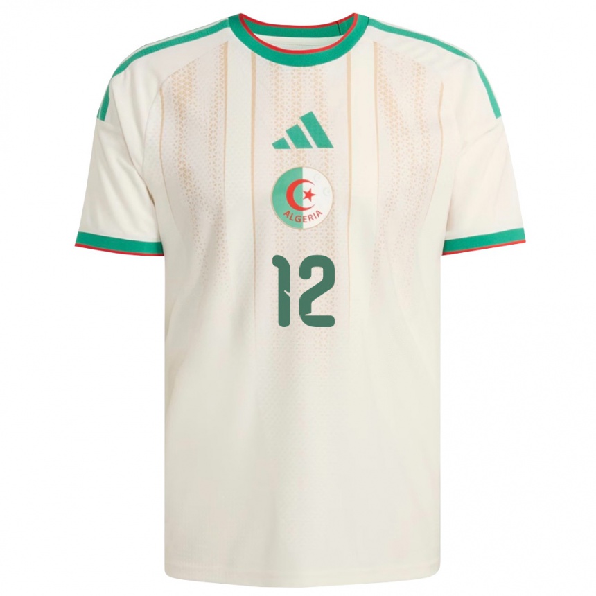 גברים כדורגל אלג'יריה Ilyes Mekkaoui #12 שמנת ירוק אדום ג'רזי ביתית 26-28