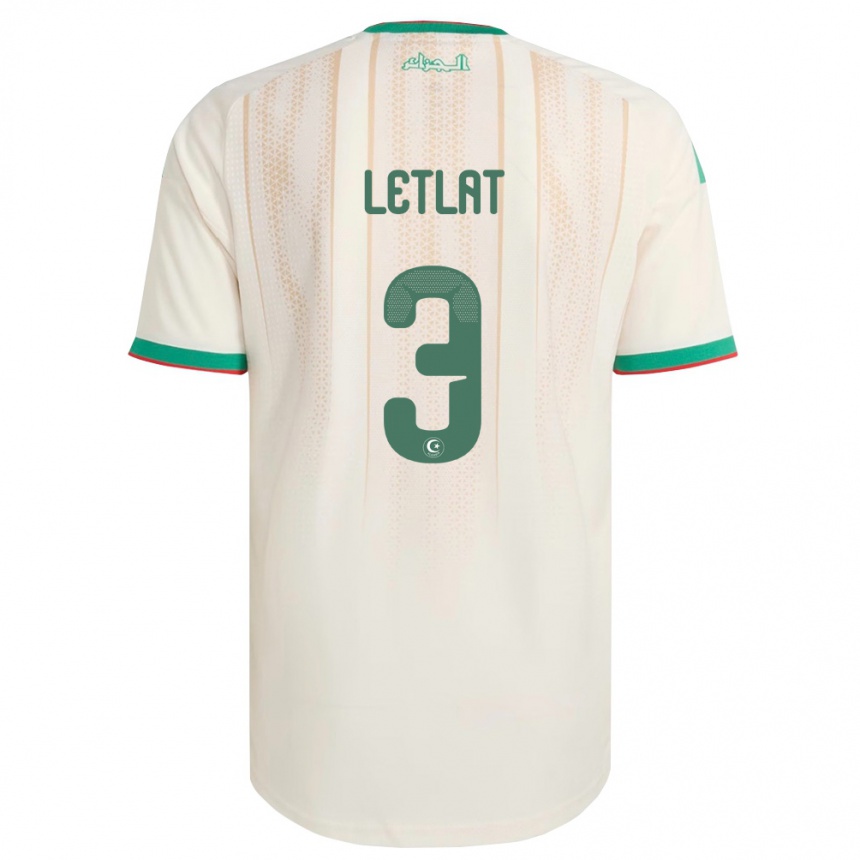 גברים כדורגל אלג'יריה Adam Letlat #3 שמנת ירוק אדום ג'רזי ביתית 26-28