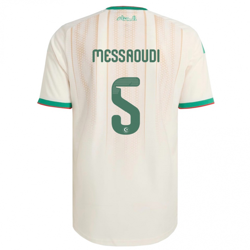 גברים כדורגל אלג'יריה Yanis Messaoudi #5 שמנת ירוק אדום ג'רזי ביתית 26-28
