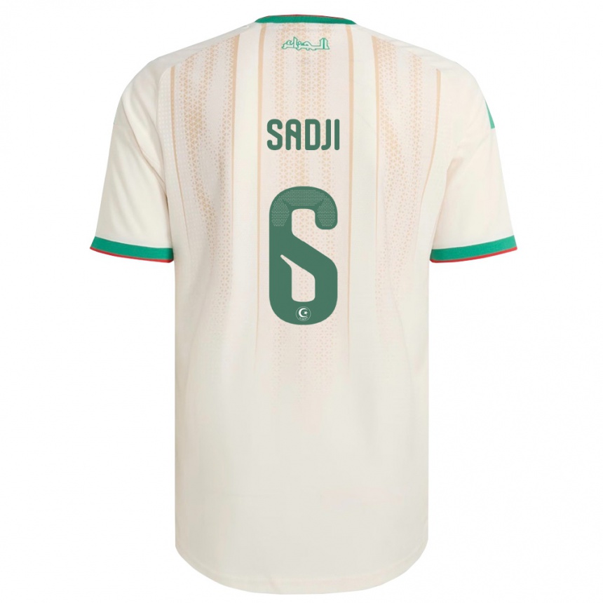 גברים כדורגל אלג'יריה Ali Sadji #6 שמנת ירוק אדום ג'רזי ביתית 26-28