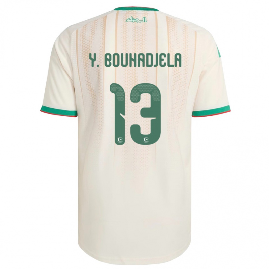 גברים כדורגל אלג'יריה Yasser Noureddine Bouhadjela #13 שמנת ירוק אדום ג'רזי ביתית 26-28
