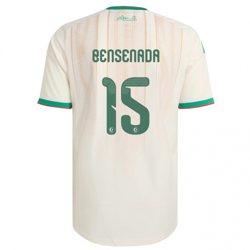 גברים כדורגל אלג'יריה Ilyes Bensenada #15 שמנת ירוק אדום ג'רזי ביתית 26-28