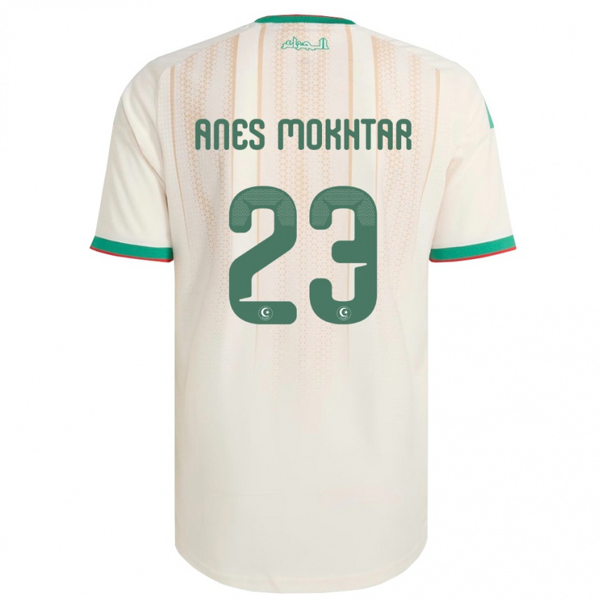 גברים כדורגל אלג'יריה Mohamed Anes Mokhtar #23 שמנת ירוק אדום ג'רזי ביתית 26-28