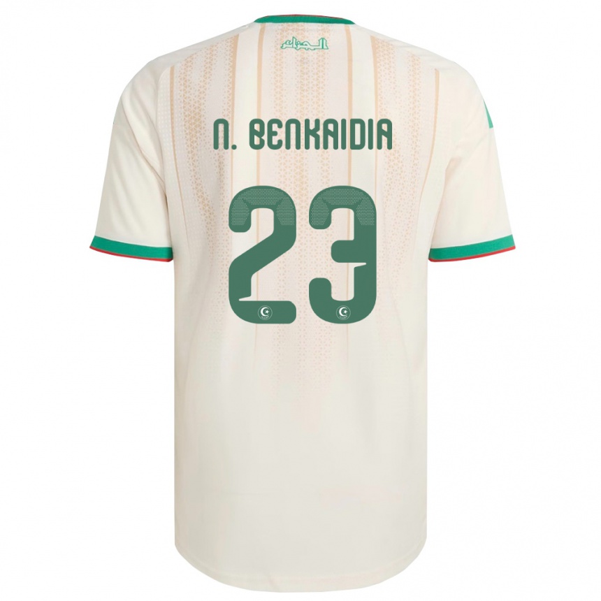 גברים כדורגל אלג'יריה Nazim Mohamed Salah Benkaidia #23 שמנת ירוק אדום ג'רזי ביתית 26-28