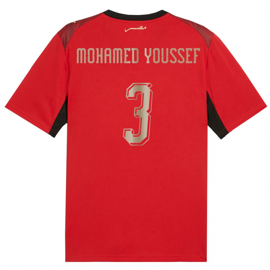 גברים כדורגל מצרים Adam Mohamed Youssef #3 אדום שחור זהב ג'רזי ביתית 26-28