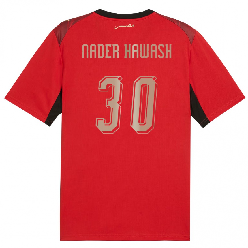 גברים כדורגל מצרים Ahmed Nader Hawash #30 אדום שחור זהב ג'רזי ביתית 26-28