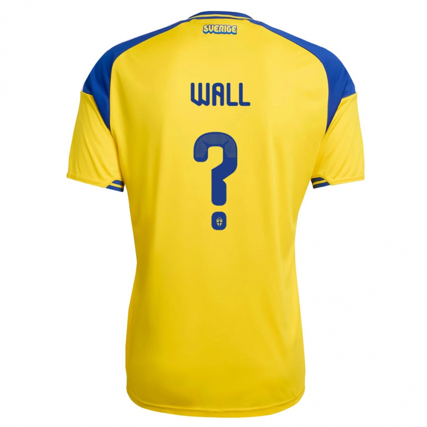 גברים כדורגל שוודיה Melker Wall #0 צהוב כחול לבן ג'רזי ביתית 26-28