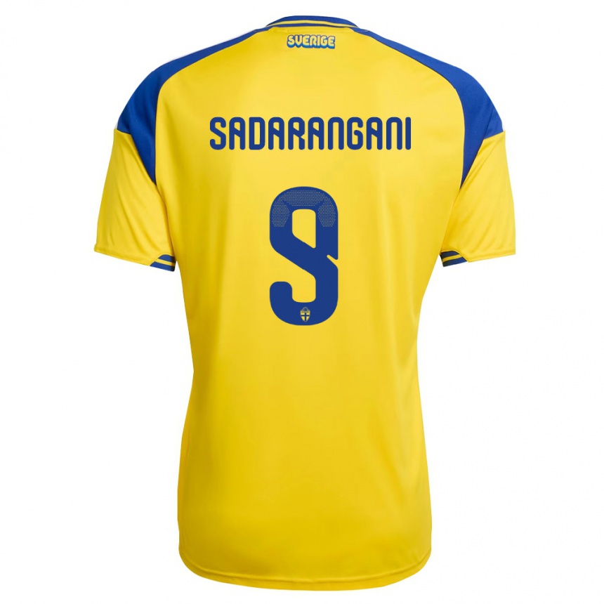 גברים כדורגל שוודיה Emil Sadarangani #9 צהוב כחול לבן ג'רזי ביתית 26-28