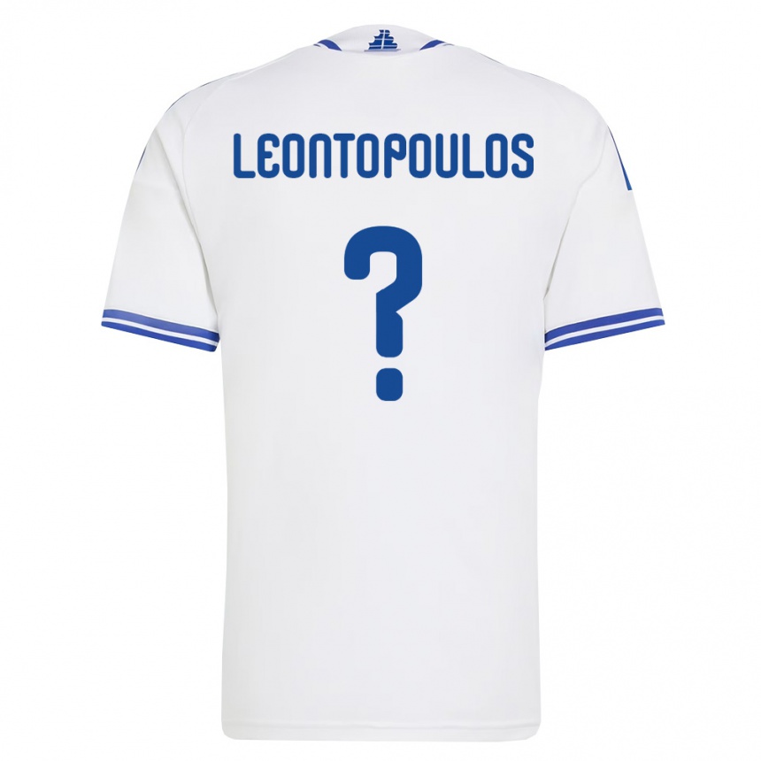 גברים כדורגל יוון Giannis Leontopoulos #0 לבן כחול ג'רזי ביתית 26-28