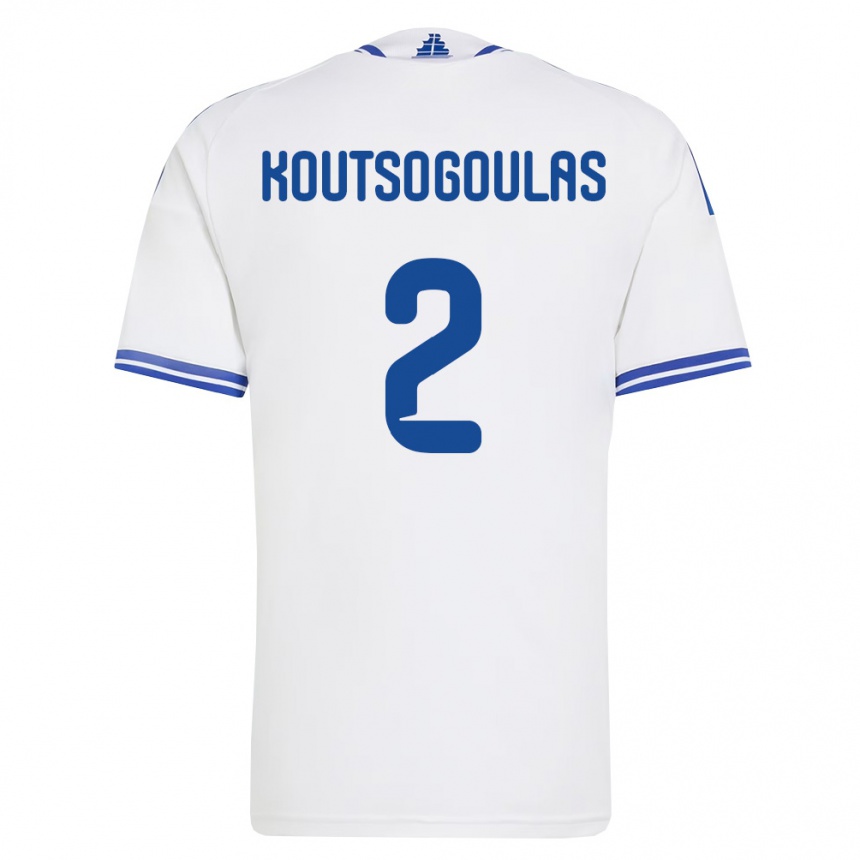 גברים כדורגל יוון Athanasios Koutsogoulas #2 לבן כחול ג'רזי ביתית 26-28