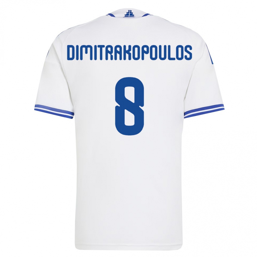 גברים כדורגל יוון Athanasios Dimitrakopoulos #8 לבן כחול ג'רזי ביתית 26-28