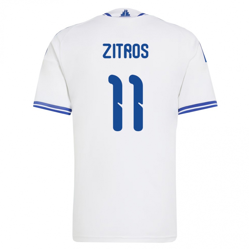 גברים כדורגל יוון Menelaos Zitros #11 לבן כחול ג'רזי ביתית 26-28