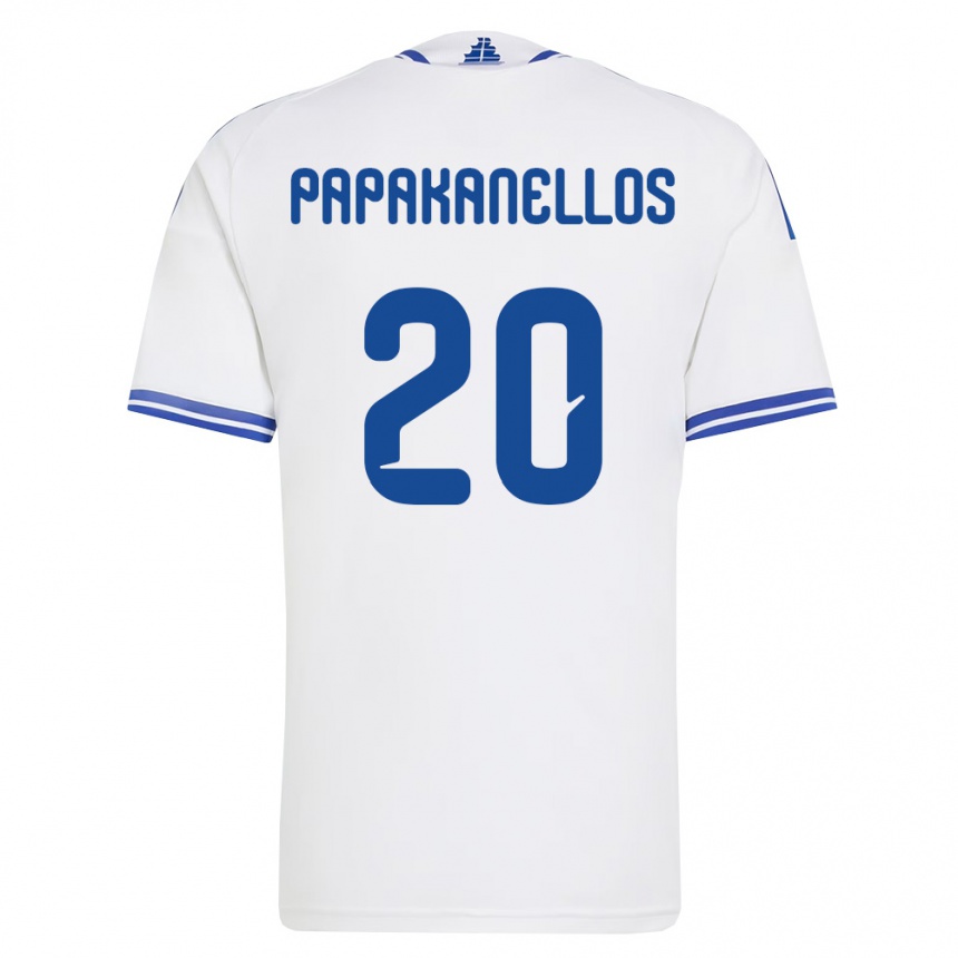 גברים כדורגל יוון Antonis Papakanellos #20 לבן כחול ג'רזי ביתית 26-28