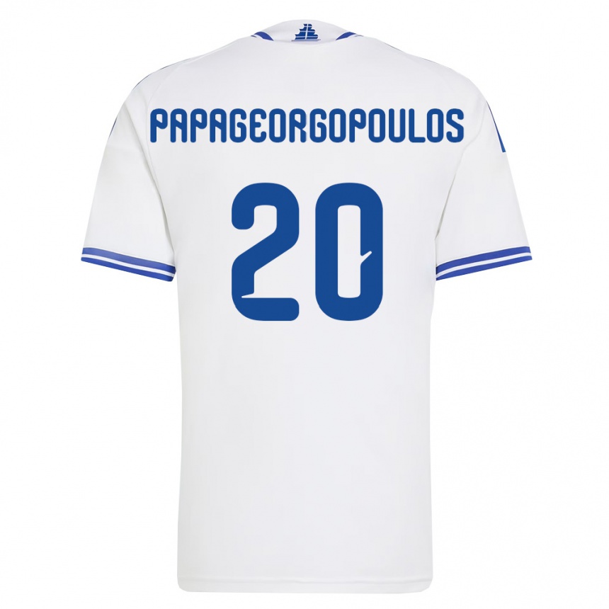 גברים כדורגל יוון Dimitrios Papageorgopoulos #20 לבן כחול ג'רזי ביתית 26-28