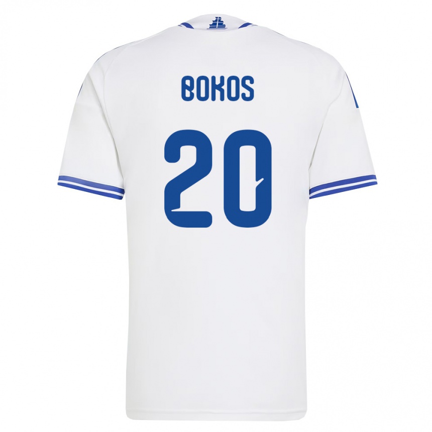 גברים כדורגל יוון Giannis Bokos #20 לבן כחול ג'רזי ביתית 26-28