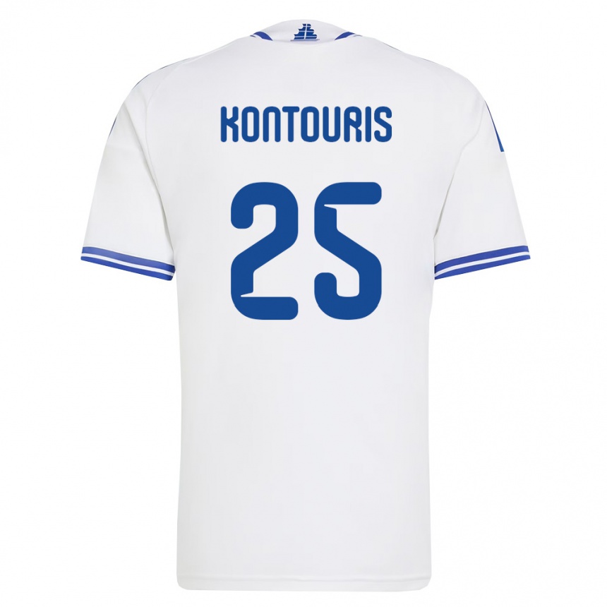 גברים כדורגל יוון Sotiris Kontouris #25 לבן כחול ג'רזי ביתית 26-28