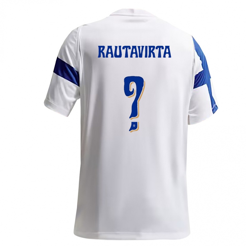 גברים כדורגל פינלנד Rasmus Rautavirta #0 לבן כחול ג'רזי ביתית 26-28