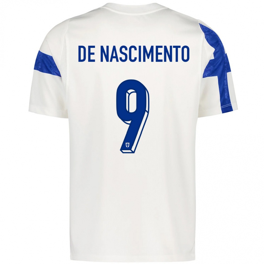 גברים כדורגל פינלנד Jay De Nascimento #9 לבן כחול ג'רזי ביתית 26-28