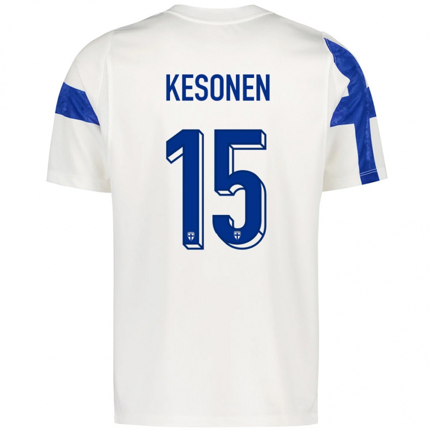 גברים כדורגל פינלנד Daniel Kesonen #15 לבן כחול ג'רזי ביתית 26-28