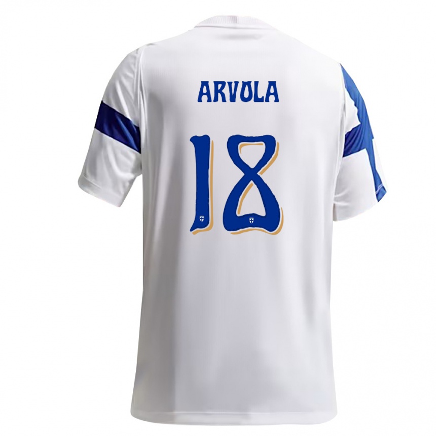 גברים כדורגל פינלנד Ilari Arvola #18 לבן כחול ג'רזי ביתית 26-28