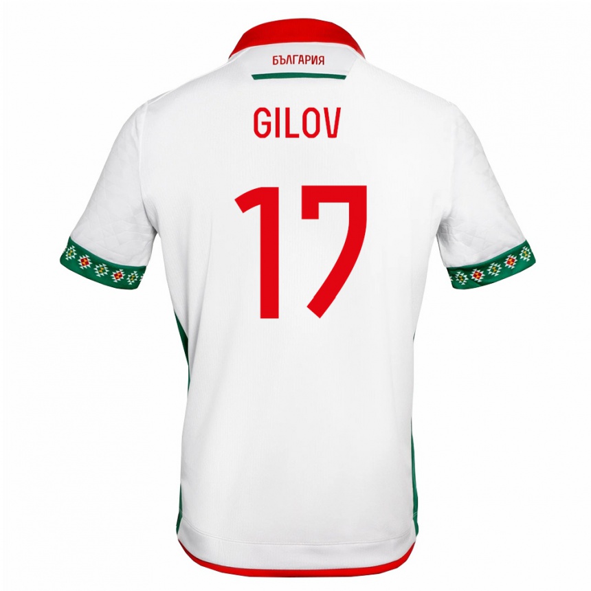 גברים כדורגל בולגריה Yulian Gilov #17 לבן ירוק אדום ג'רזי ביתית 26-28