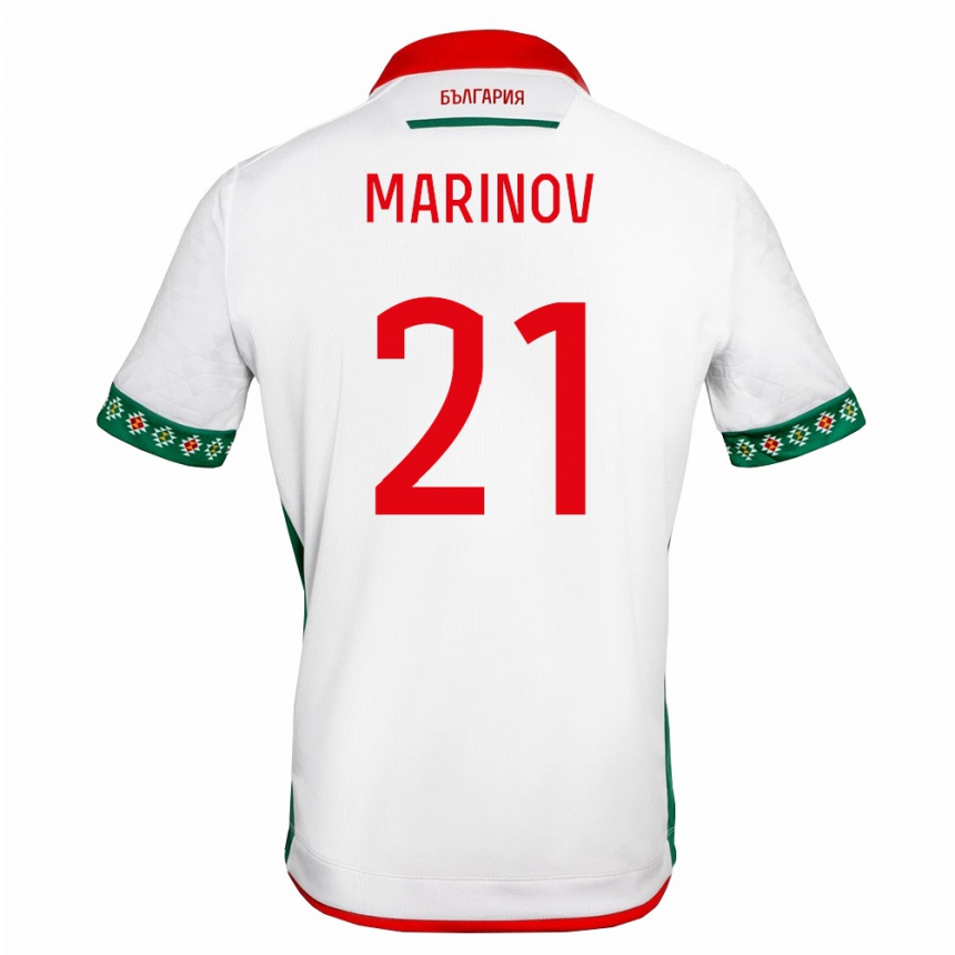 גברים כדורגל בולגריה Aleksandar Marinov #21 לבן ירוק אדום ג'רזי ביתית 26-28