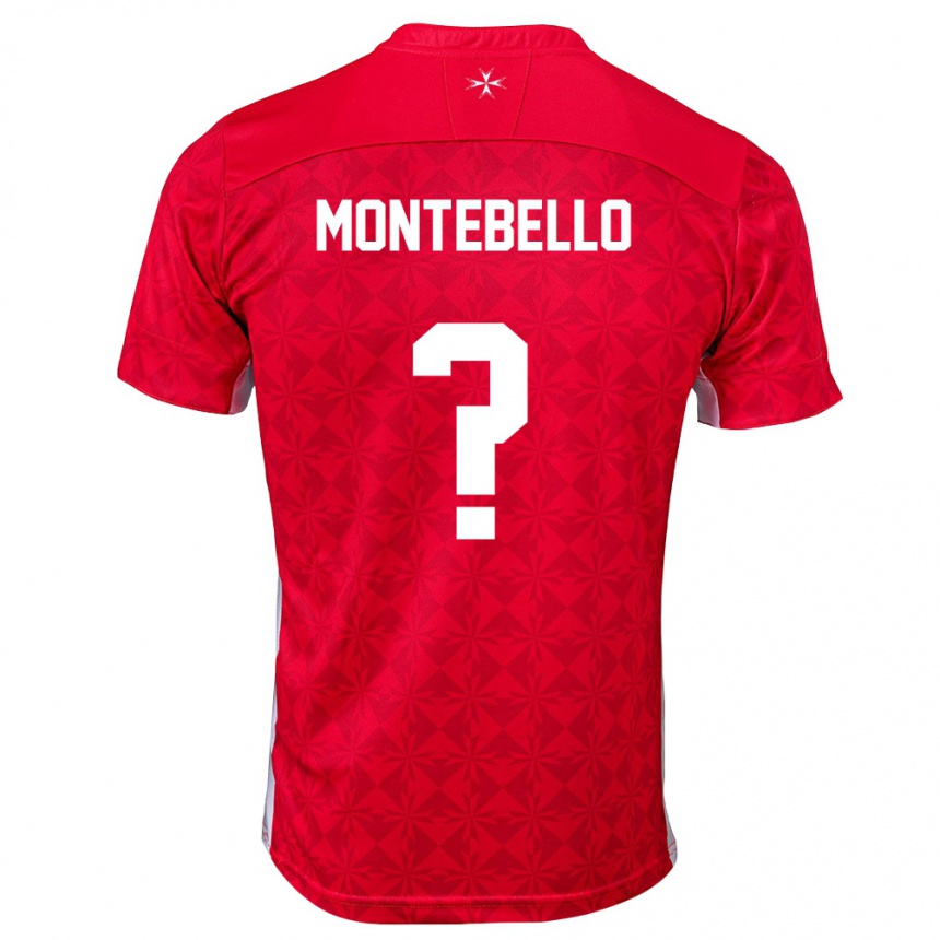 גברים כדורגל מלטה Isaac Montebello #0 אדום לבן ג'רזי ביתית 26-28