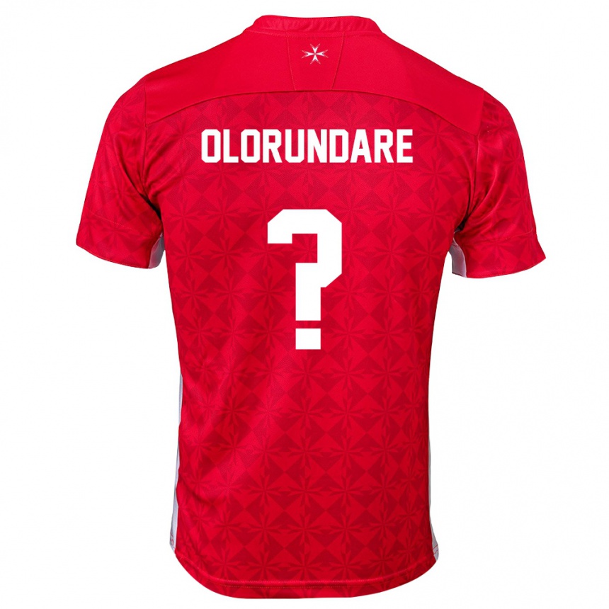 גברים כדורגל מלטה Elijah Olorundare #0 אדום לבן ג'רזי ביתית 26-28