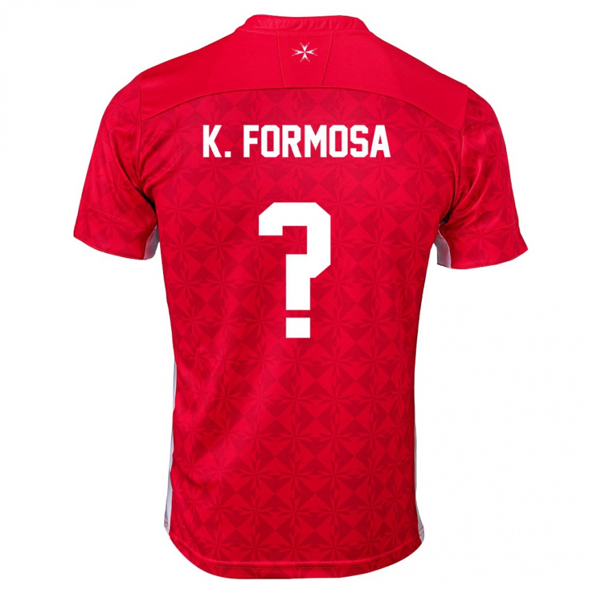 גברים כדורגל מלטה Keerin Formosa #0 אדום לבן ג'רזי ביתית 26-28