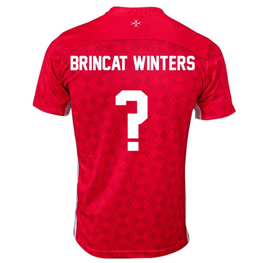 גברים כדורגל מלטה Ethan Brincat Winters #0 אדום לבן ג'רזי ביתית 26-28