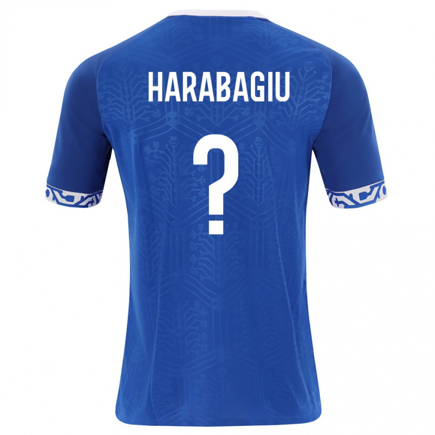 גברים כדורגל מולדובה Mihai Harabagiu #0 כחול מלכותי לבן ג'רזי ביתית 26-28