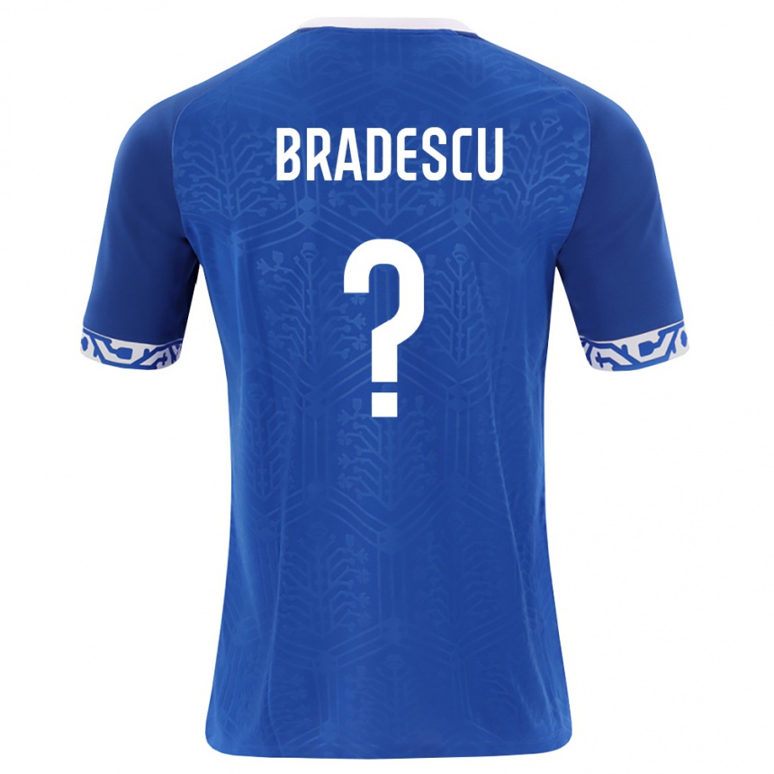 גברים כדורגל מולדובה Cosmin Bradescu #0 כחול מלכותי לבן ג'רזי ביתית 26-28