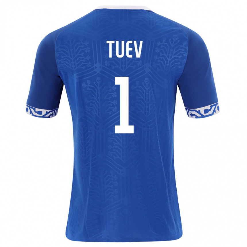 גברים כדורגל מולדובה Artur Tuev #1 כחול מלכותי לבן ג'רזי ביתית 26-28