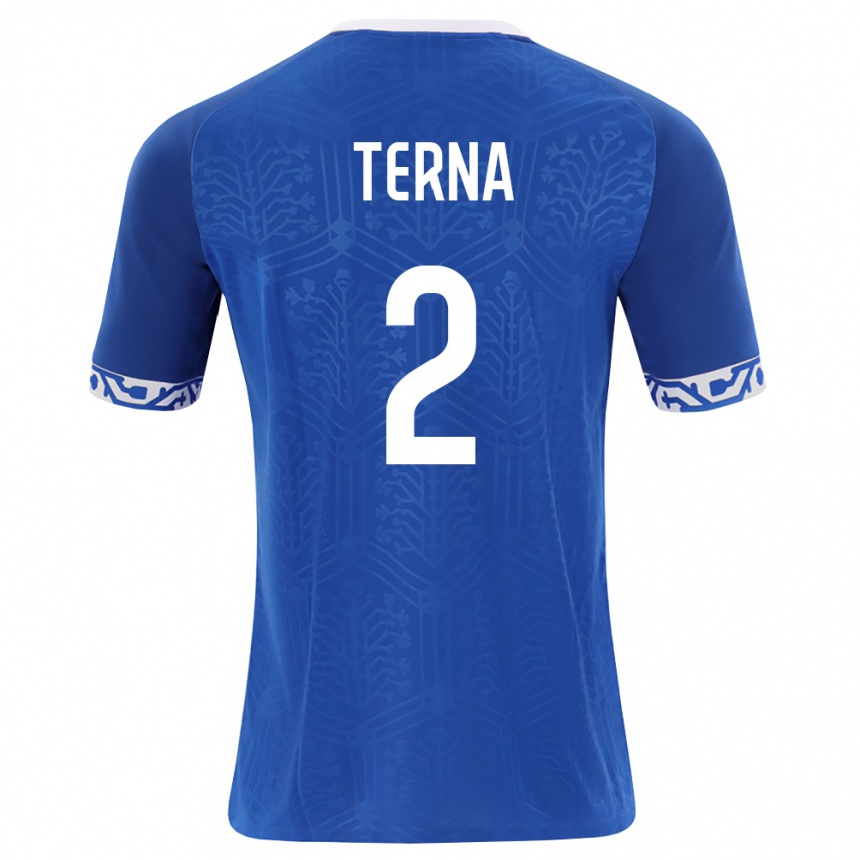 גברים כדורגל מולדובה Gheorghe Terna #2 כחול מלכותי לבן ג'רזי ביתית 26-28