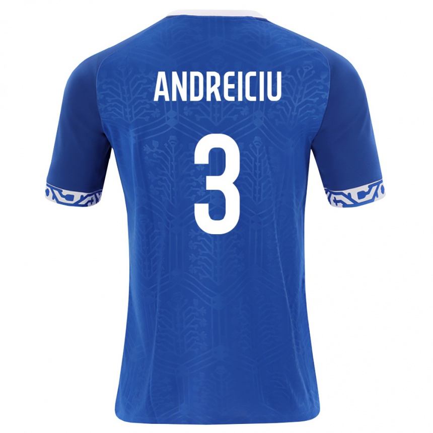 גברים כדורגל מולדובה Danil Andreiciu #3 כחול מלכותי לבן ג'רזי ביתית 26-28