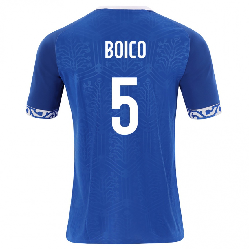 גברים כדורגל מולדובה Vladislav Boico #5 כחול מלכותי לבן ג'רזי ביתית 26-28