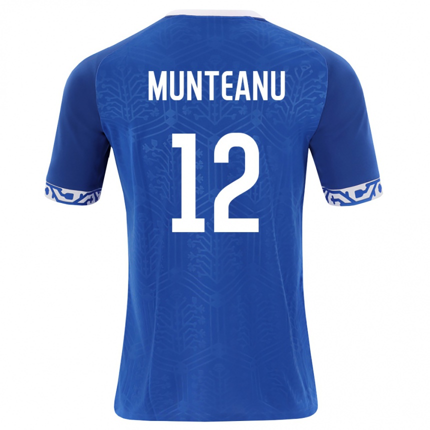גברים כדורגל מולדובה Adrian Munteanu #12 כחול מלכותי לבן ג'רזי ביתית 26-28