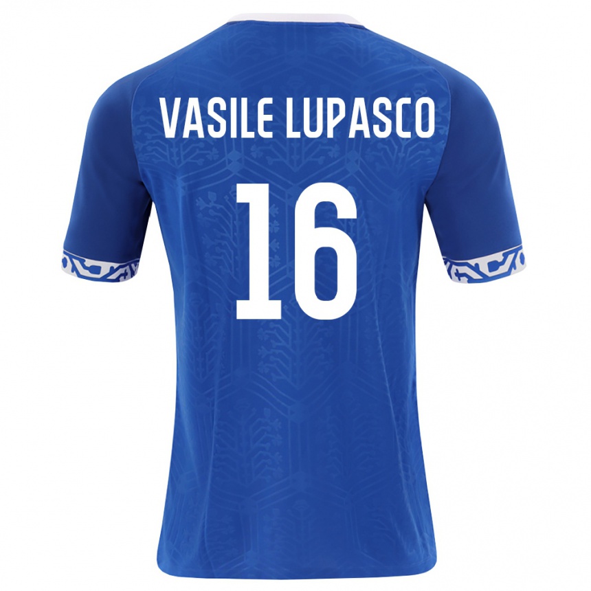 גברים כדורגל מולדובה Vasile Lupasco #16 כחול מלכותי לבן ג'רזי ביתית 26-28