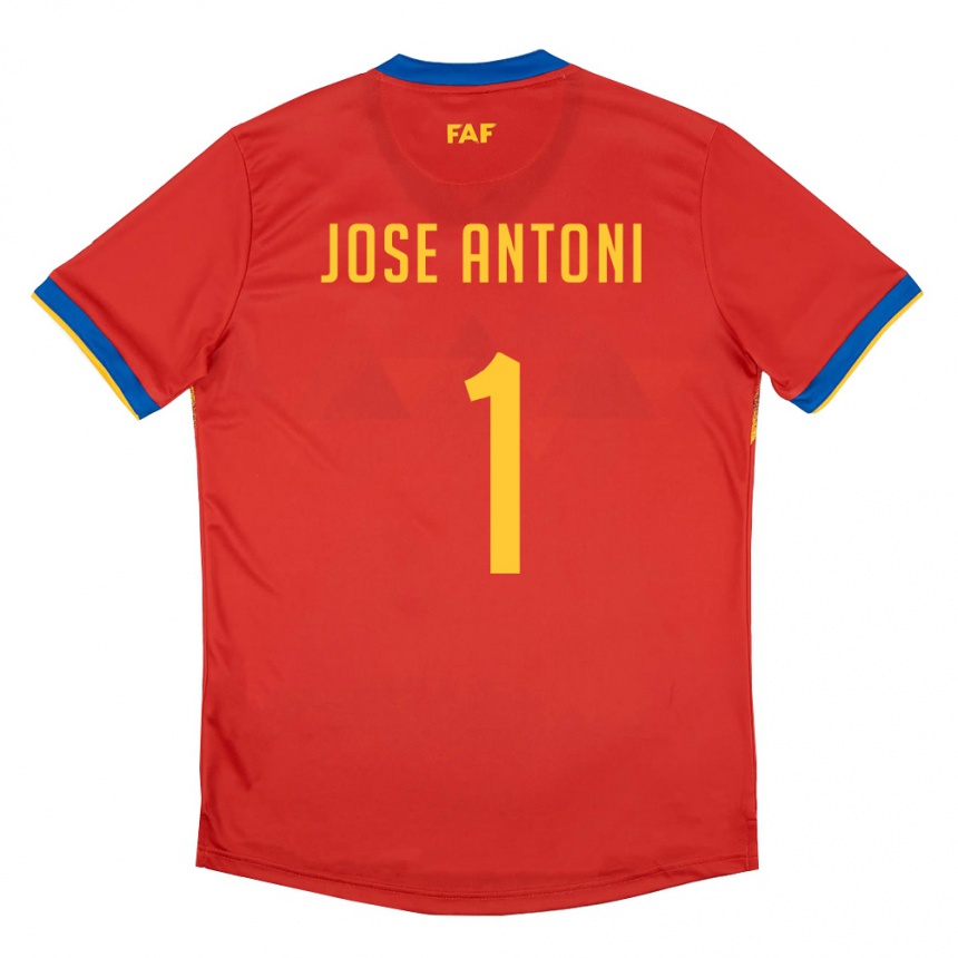 גברים כדורגל אנדורה Josep Antoni #1 אדום כחול צהוב ג'רזי ביתית 26-28