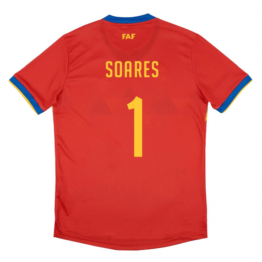 גברים כדורגל אנדורה Nil Soares #1 אדום כחול צהוב ג'רזי ביתית 26-28