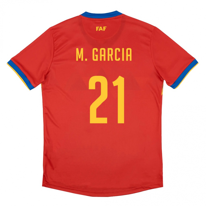 גברים כדורגל אנדורה Marc García #21 אדום כחול צהוב ג'רזי ביתית 26-28