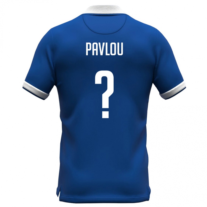 גברים כדורגל קפריסין Charalampos Pavlou #0 כחול מלכותי לבן ג'רזי ביתית 26-28