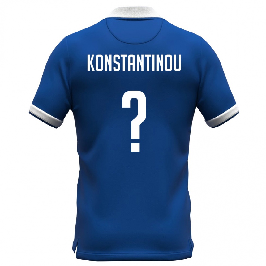 גברים כדורגל קפריסין Charalampos Konstantinou #0 כחול מלכותי לבן ג'רזי ביתית 26-28