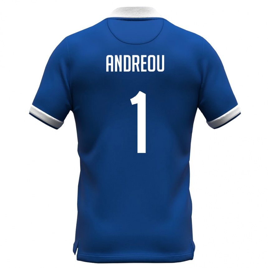 גברים כדורגל קפריסין Andreas Andreou #1 כחול מלכותי לבן ג'רזי ביתית 26-28