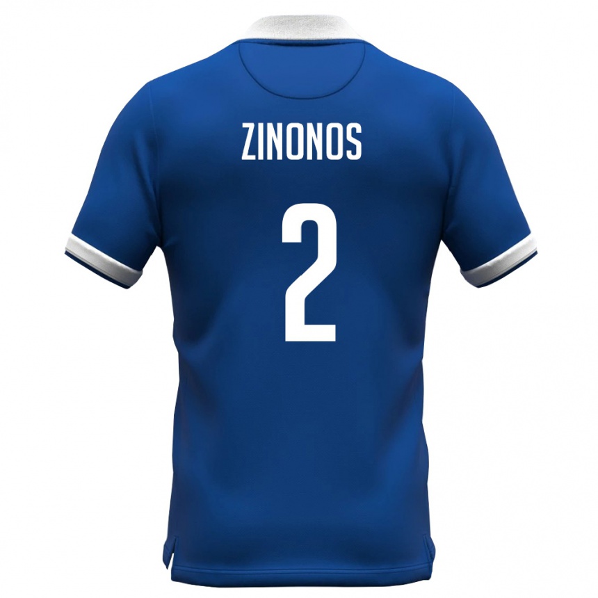 גברים כדורגל קפריסין Nearchos Zinonos #2 כחול מלכותי לבן ג'רזי ביתית 26-28