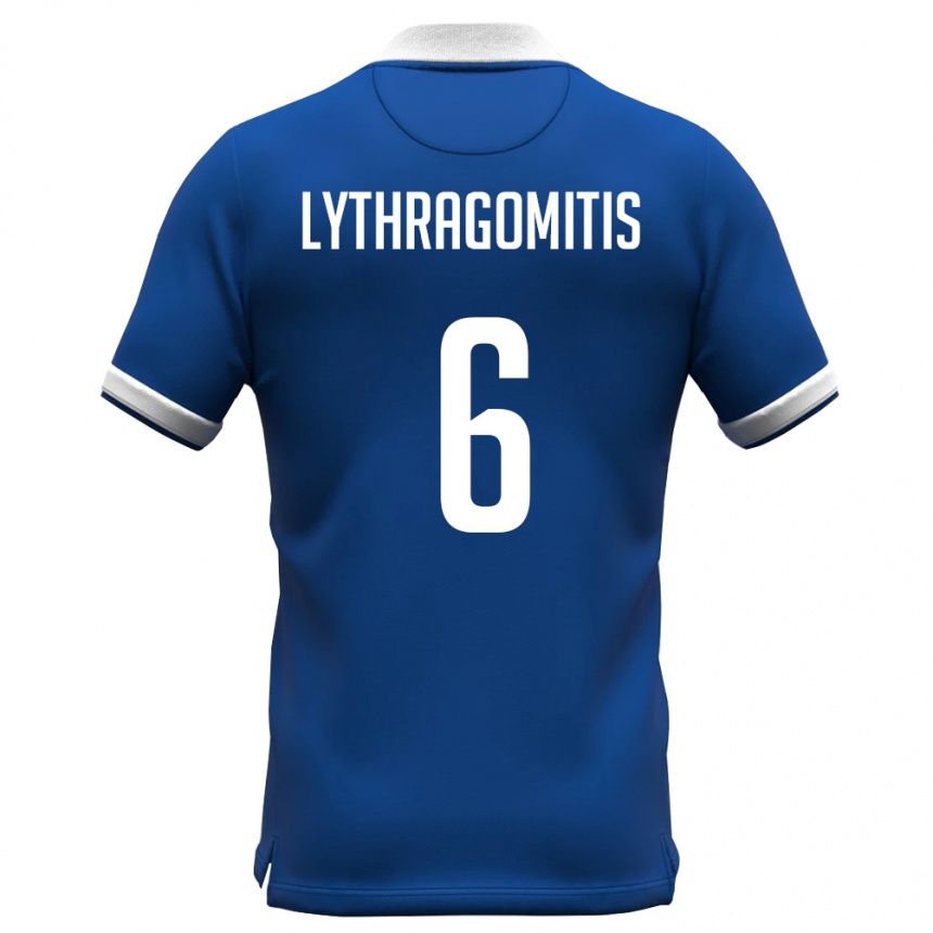 גברים כדורגל קפריסין Konstantinos Lythragomitis #6 כחול מלכותי לבן ג'רזי ביתית 26-28