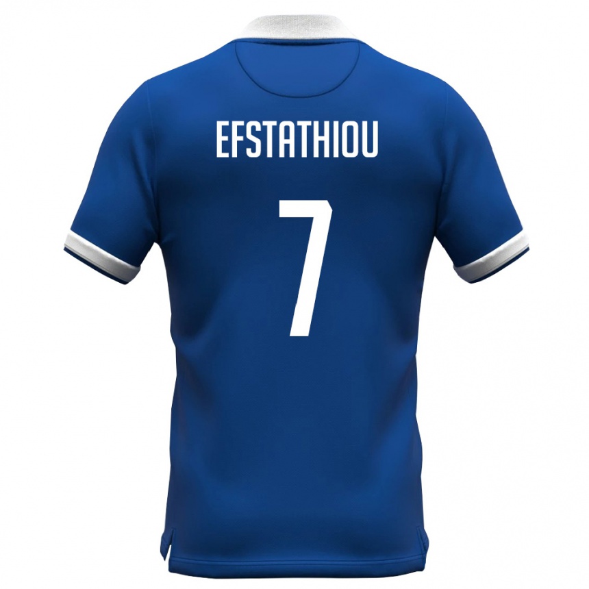 גברים כדורגל קפריסין Alexandros Efstathiou #7 כחול מלכותי לבן ג'רזי ביתית 26-28