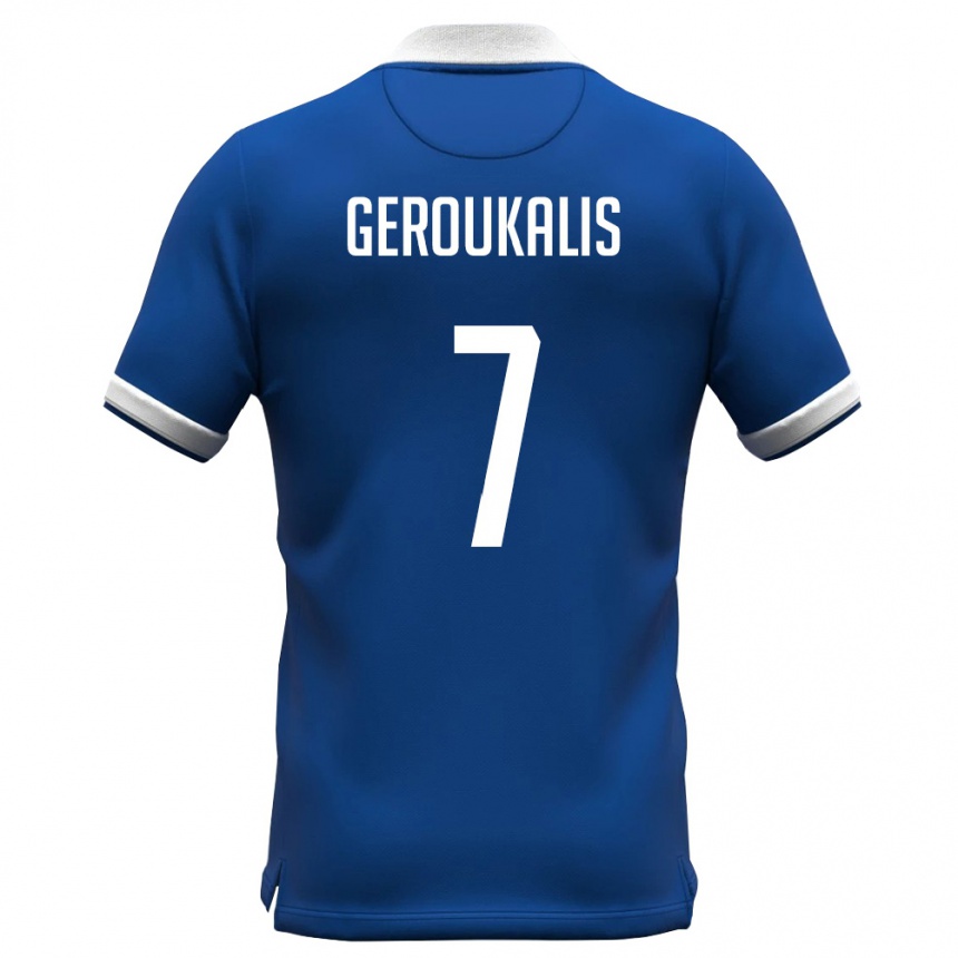 גברים כדורגל קפריסין Alexandros Geroukalis #7 כחול מלכותי לבן ג'רזי ביתית 26-28