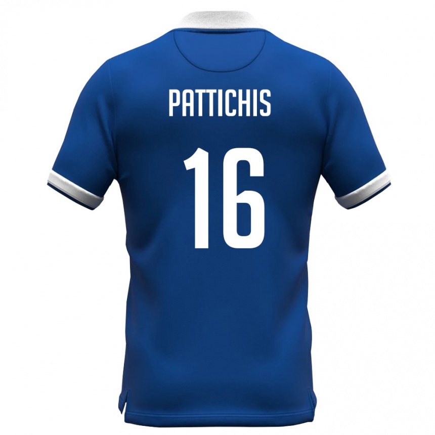 גברים כדורגל קפריסין Konstantinos Pattichis #16 כחול מלכותי לבן ג'רזי ביתית 26-28