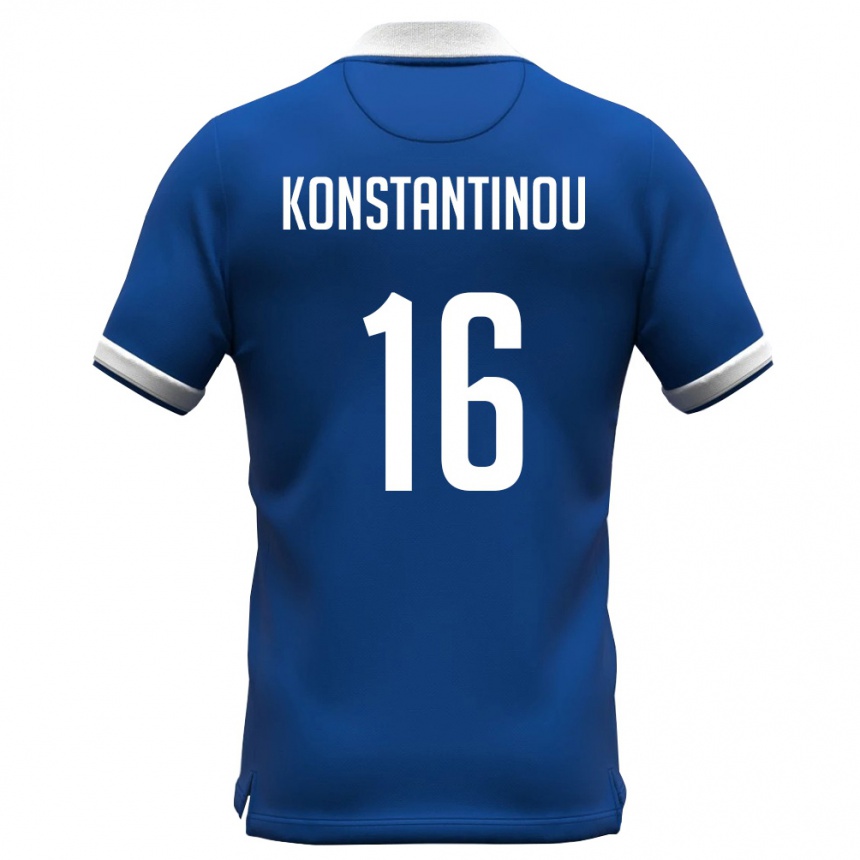 גברים כדורגל קפריסין Paraskevas Konstantinou #16 כחול מלכותי לבן ג'רזי ביתית 26-28